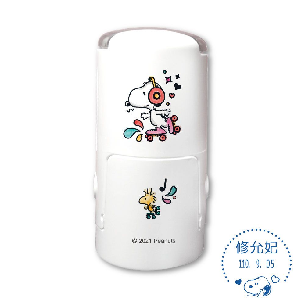 吉祥刻印 - 史努比日期章-民國年-藍色墨-印面尺寸:圓形直徑1.9公分