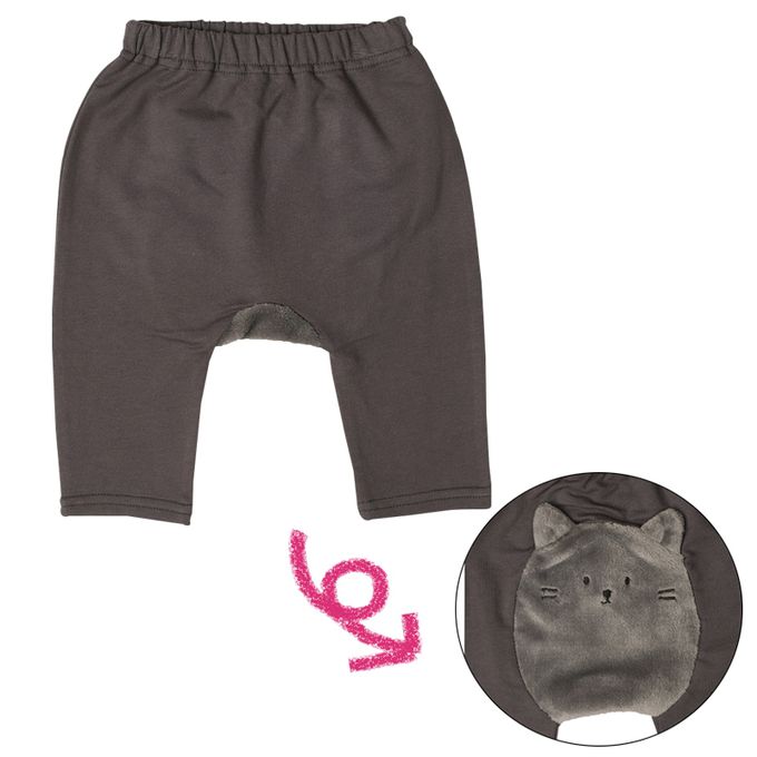 akachan honpo - 造型屁屁褲-刷毛 動物-深灰色