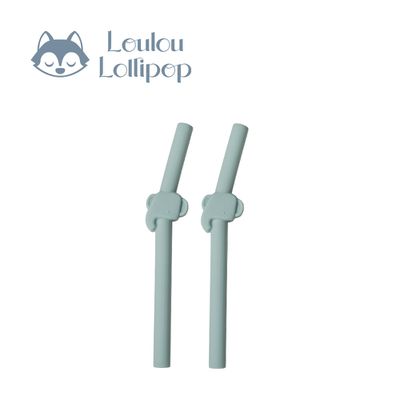 Loulou Lollipop - 動物造型 矽膠吸管 (2入組)-快樂小象