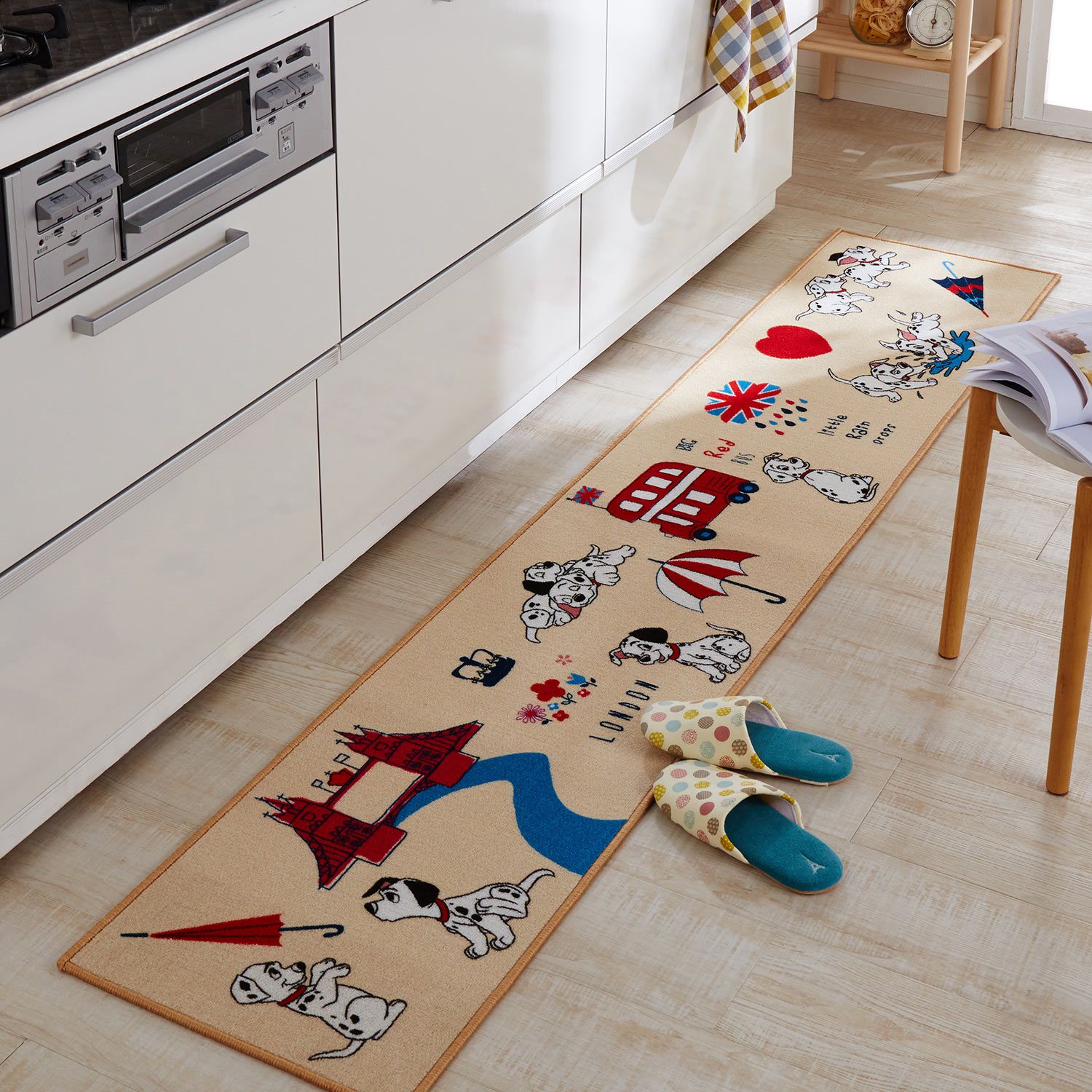 日本千趣會 - mini labo 去泥污腳踏墊-法蘭西花朵-藍綠