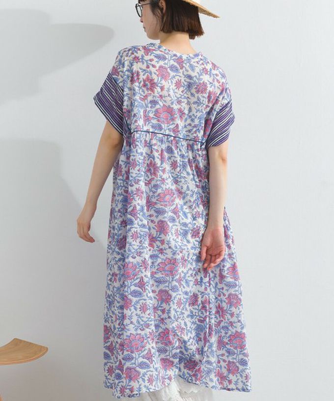 日本 Lupilien - 前後2way 自然風花卉印度棉輕盈洋裝-藍紫