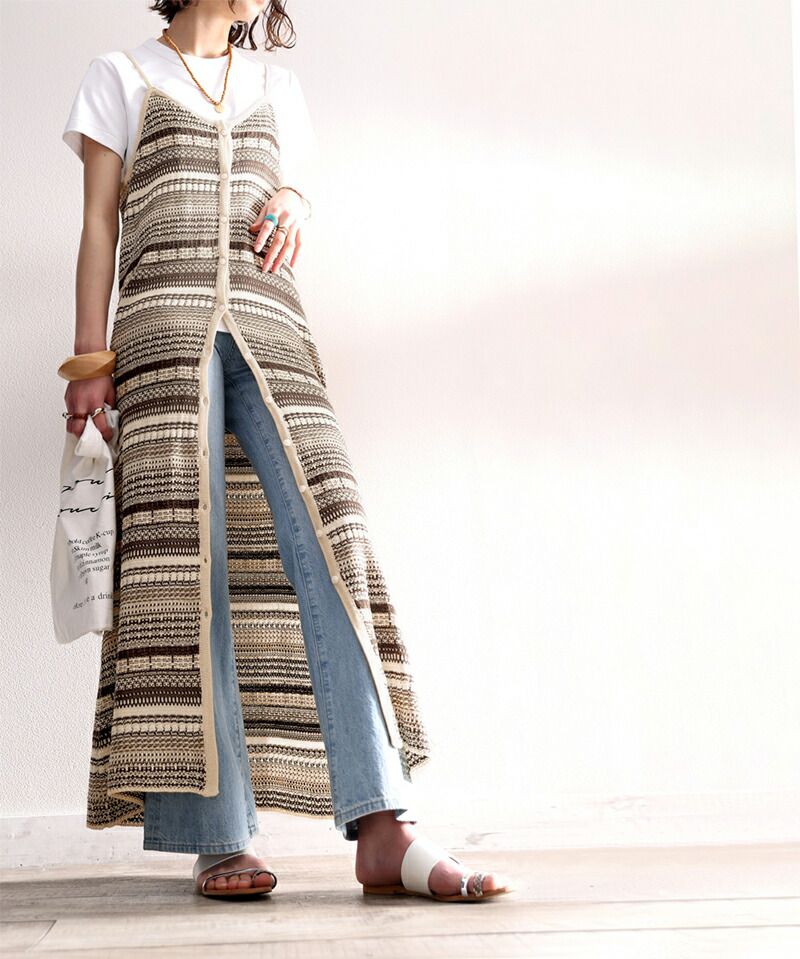 日本 Classical Elf - 2WAY日系針織長版吊帶罩衫-深灰