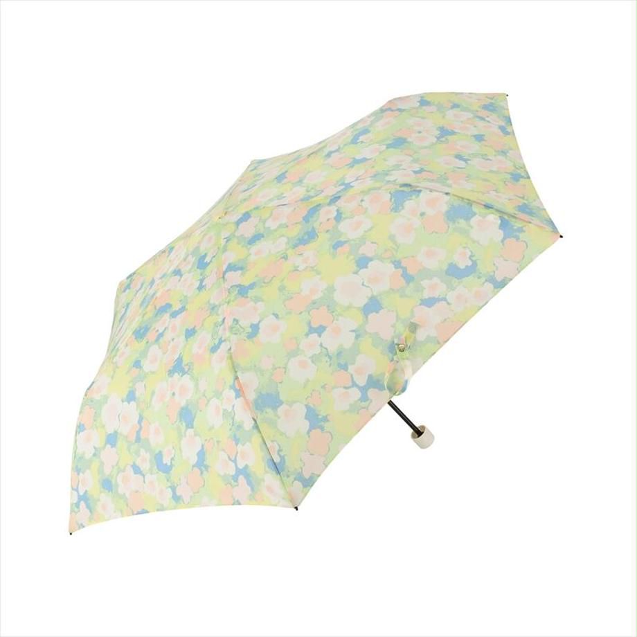 日本 nifty colors - 抗UV輕量 晴雨兩用折疊傘-春日綻放-藍綠 (直徑88cm/158g)