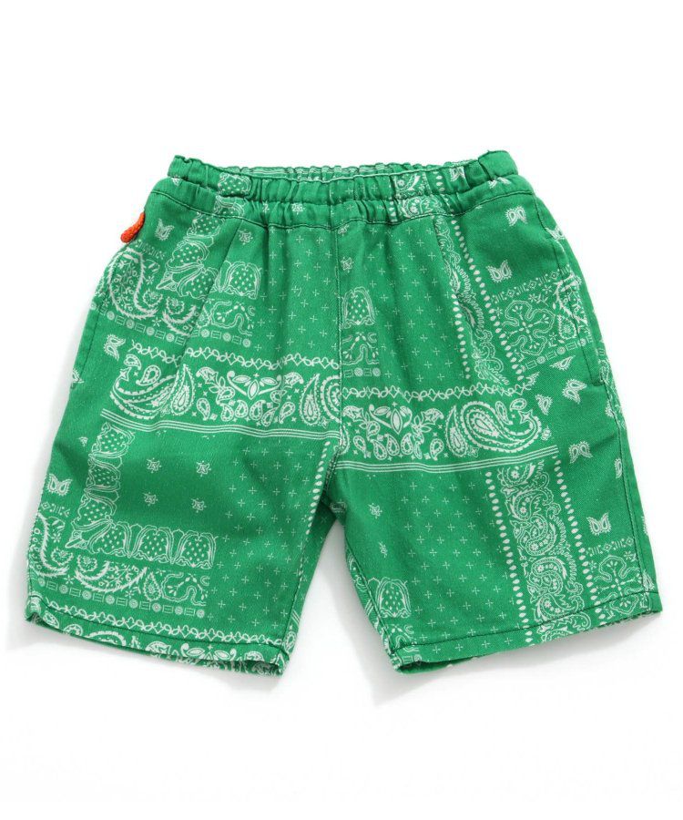 日本 BREEZE - 100%棉定番印花短褲-變形蟲-綠