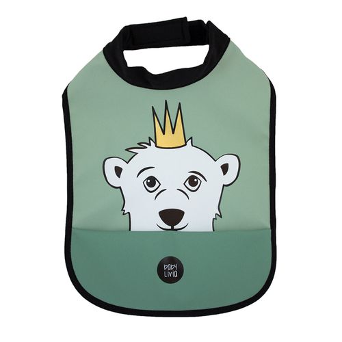 Babylivia - 防水口袋圍兜-北極熊-海綠色