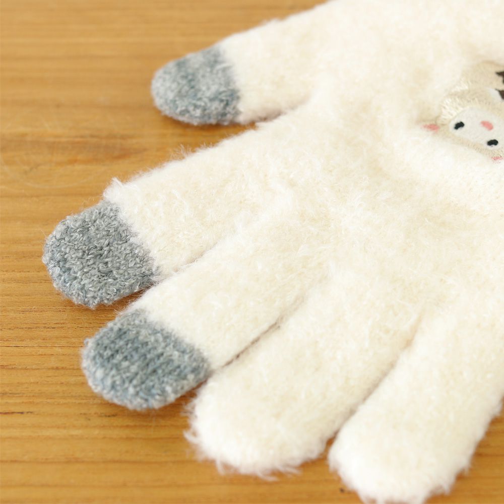 日本 TOMO - 大人可觸控短絨保暖手套-小刺蝟-紅棕