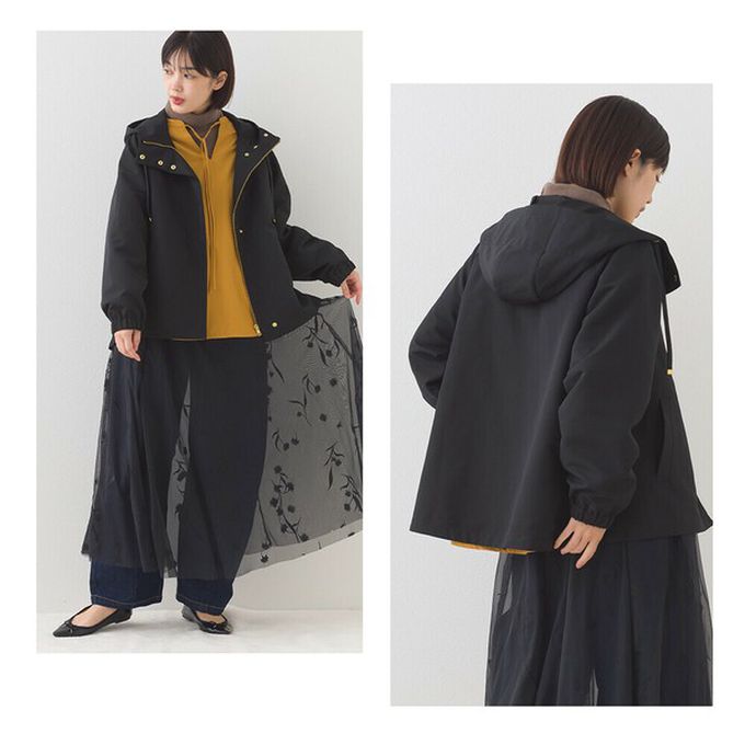 日本 OMNES - [經典款]防潑水派克連帽風衣外套-寶藍