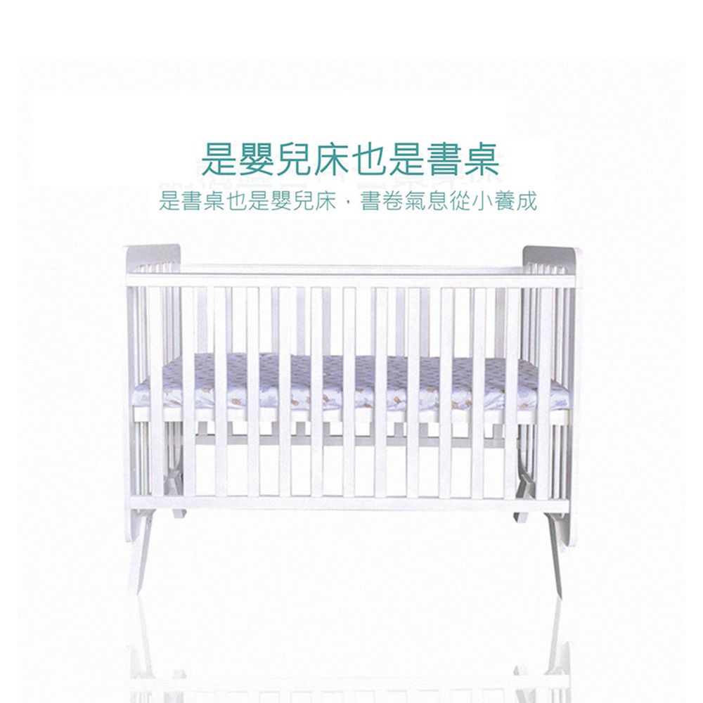 劍橋書桌床-附贈彈力棉床墊4cm+書桌配件-白色 (120X65cm)