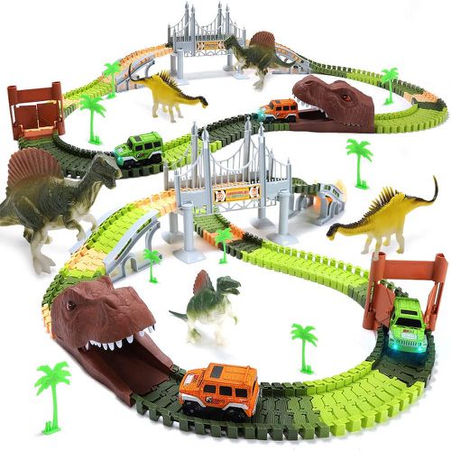 兒童擬真恐龍世界軌道車套裝組合玩具 (恐龍玩具)