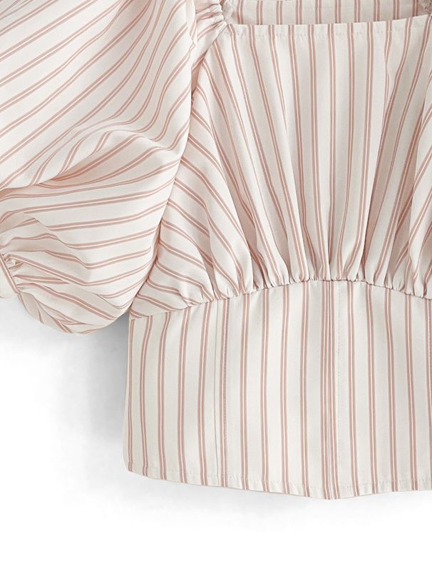 日本 GRL - 2WAY夏日感綁帶氣球袖上衣-淺杏粉