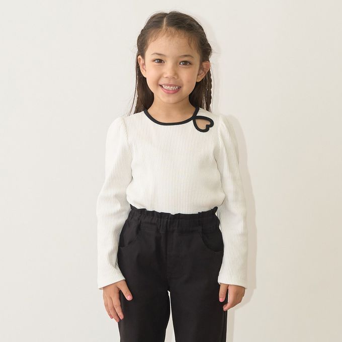 日本 Lycee mine - 愛心鏤空羅紋長袖上衣-粉紅