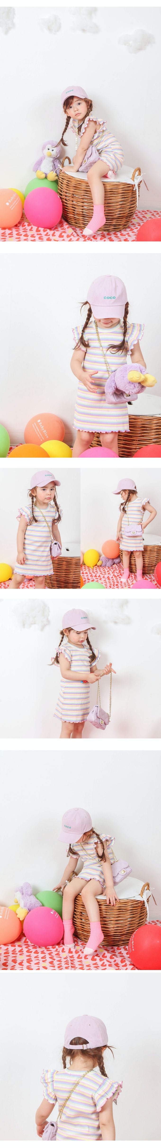 韓國 Babyblee - 正韓製coco刺繡印兒童老帽-湖綠 (FREE[頭圍約48~51cm])