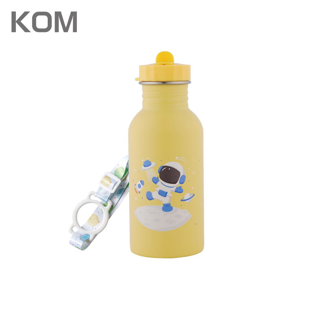 KOM - 夢想系列｜兒童隨身瓶500ml(附背帶)-太空人-黃色-容量:500ml重量:150g