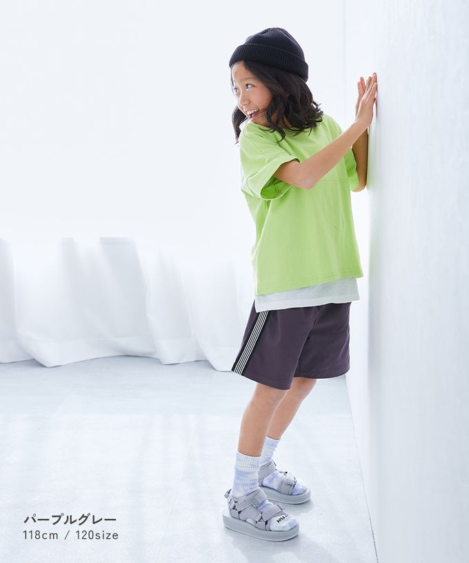 日本 devirock - 嫘縈舒適側邊條紋短褲-黑