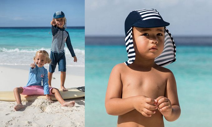 德國Playshoes - 抗UV防曬水陸兩用遮頸帽-海軍風