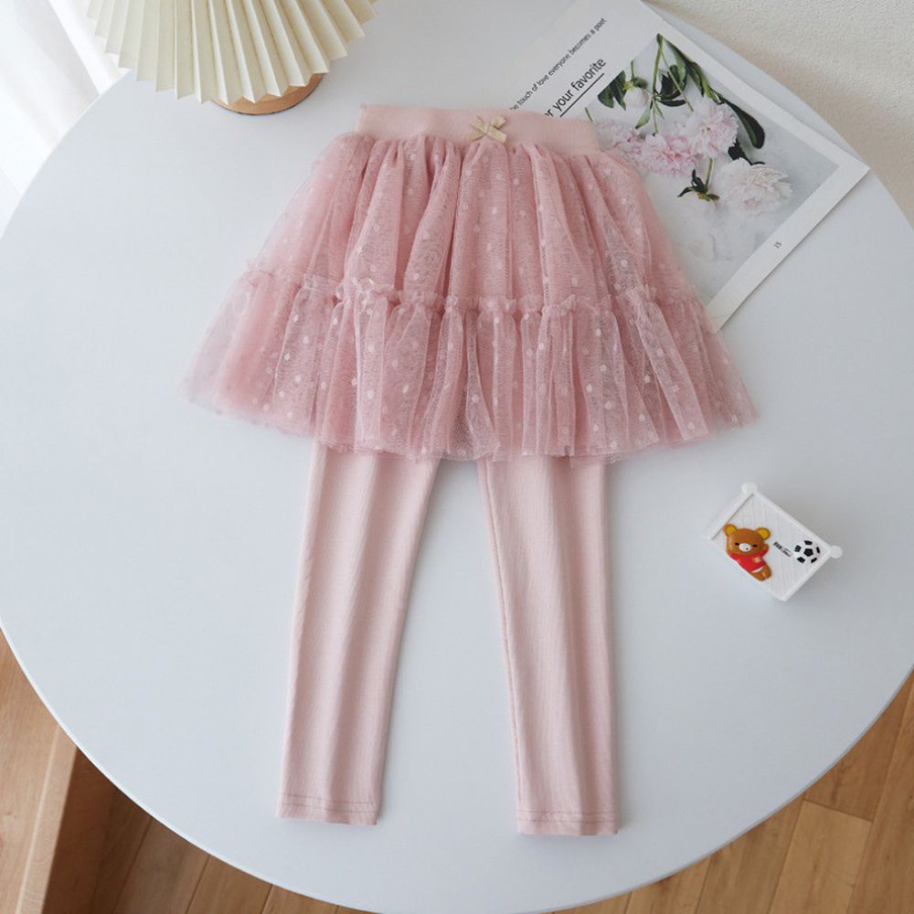 FANMOU - 紗裙內搭褲-可愛點點-粉色