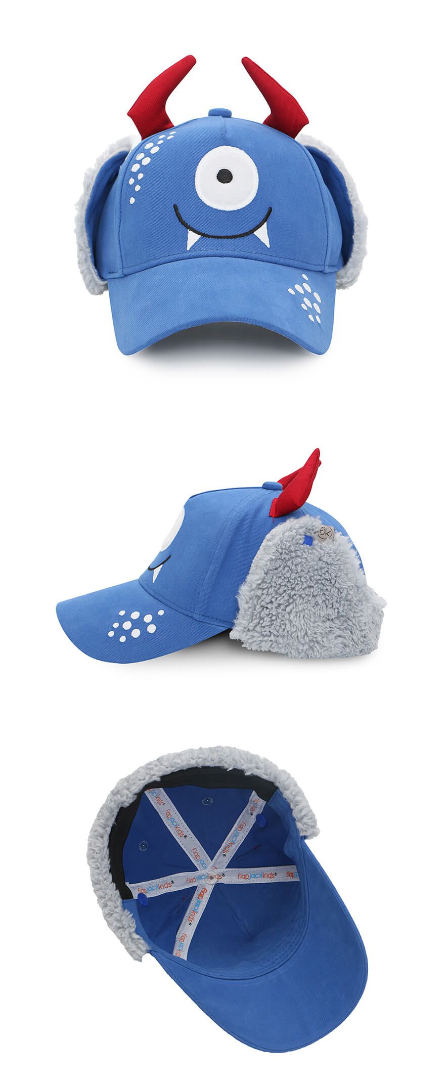 加拿大 flapjackkids - 3D造型遮耳棒球帽-小怪獸