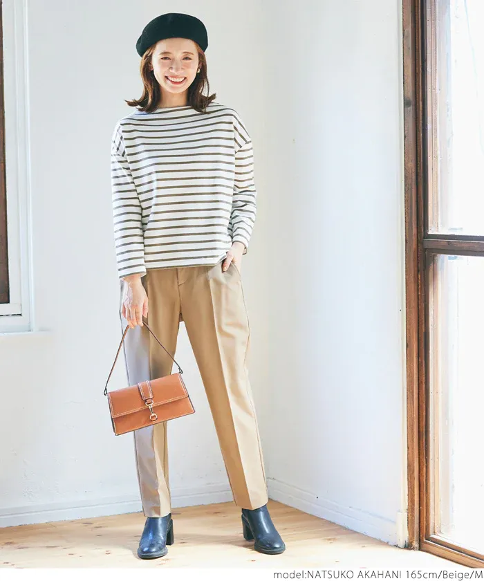 日本 COCA - [熱銷推薦] 百搭船領薄長袖上衣-條紋-灰x白