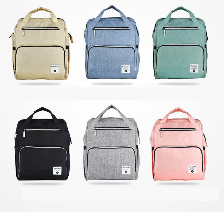 insular - 12口袋防水後背包/媽媽包-藍色 (30x17x36cm)