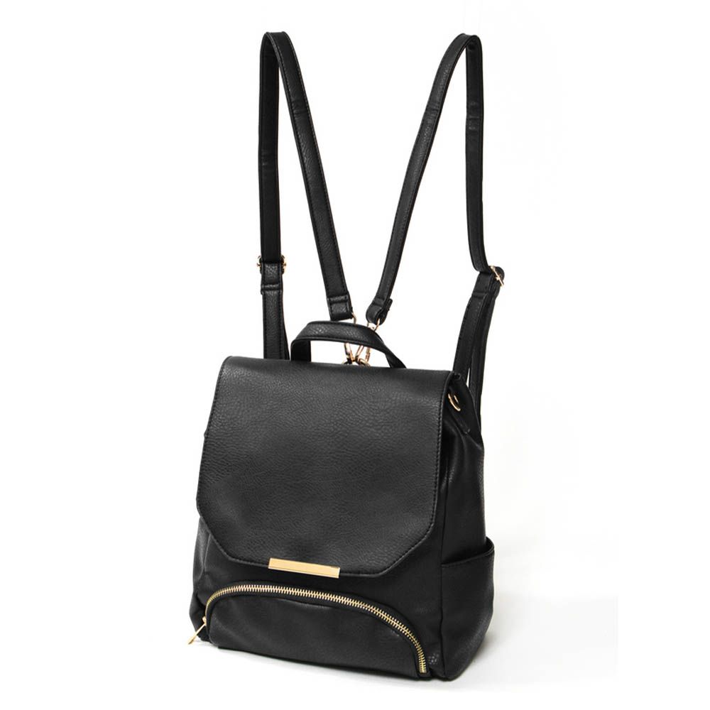 2way翻蓋造型圓潤柔美後背包-黑 (F)