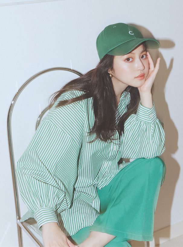 日本 GRL - 聯名款 經典直條紋長袖襯衫-凱蒂綠 (F)