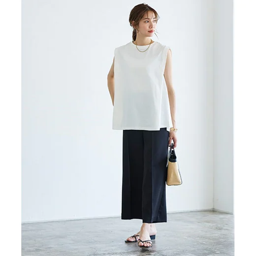 日本 Pierrot - 熱銷定番 打褶修身西裝寬褲-淺灰杏