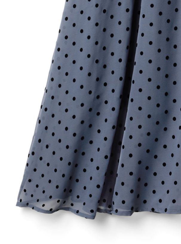 日本 GRL - 復古圓點點雪紡長裙-藍