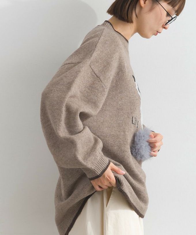 日本 Lupilien - 毛絨尾巴貓咪設計感針織長袖上衣-卡其棕