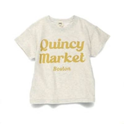 日本 BRANSHES - 100%棉 個性標語短袖上衣-Quincy market-淺灰