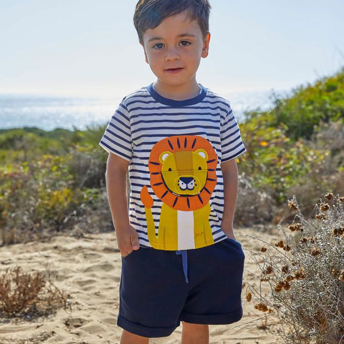 英國 JoJo Maman BeBe - 超優質嬰幼兒童100％純棉短袖上衣/ T-shirt/ 動物T-獅子來囉!