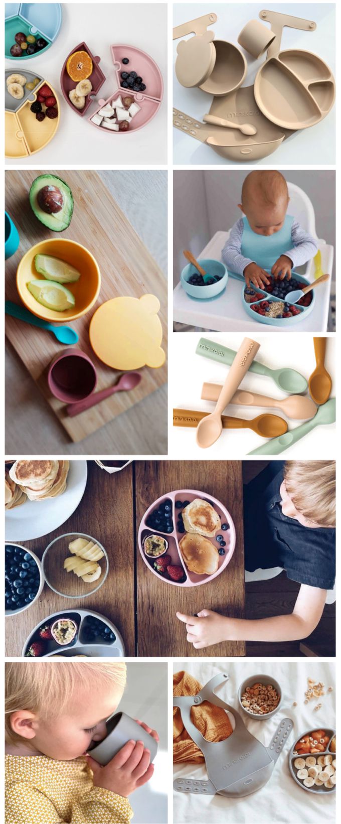 土耳其 minikoioi - 防滑矽膠吸盤碗(實心耳)-迷霧粉