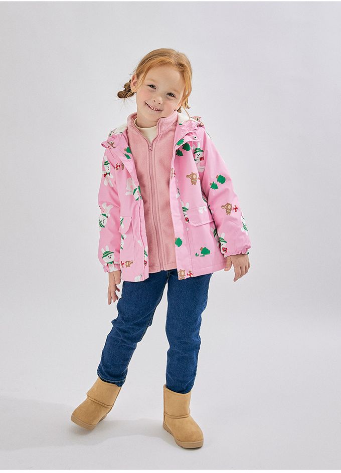 韓國 OZKIZ - 魔鬼氈防滑刻紋雪靴-粉