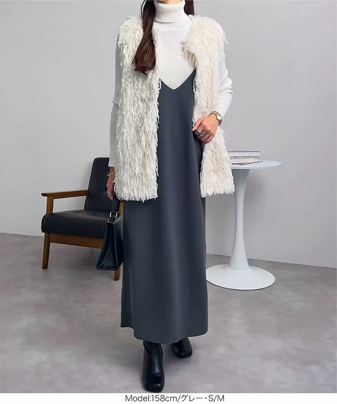 日本 Kobe Lettuce - [店員推薦] 百搭V領日系吊帶裙-(可選綁帶)-海軍藍