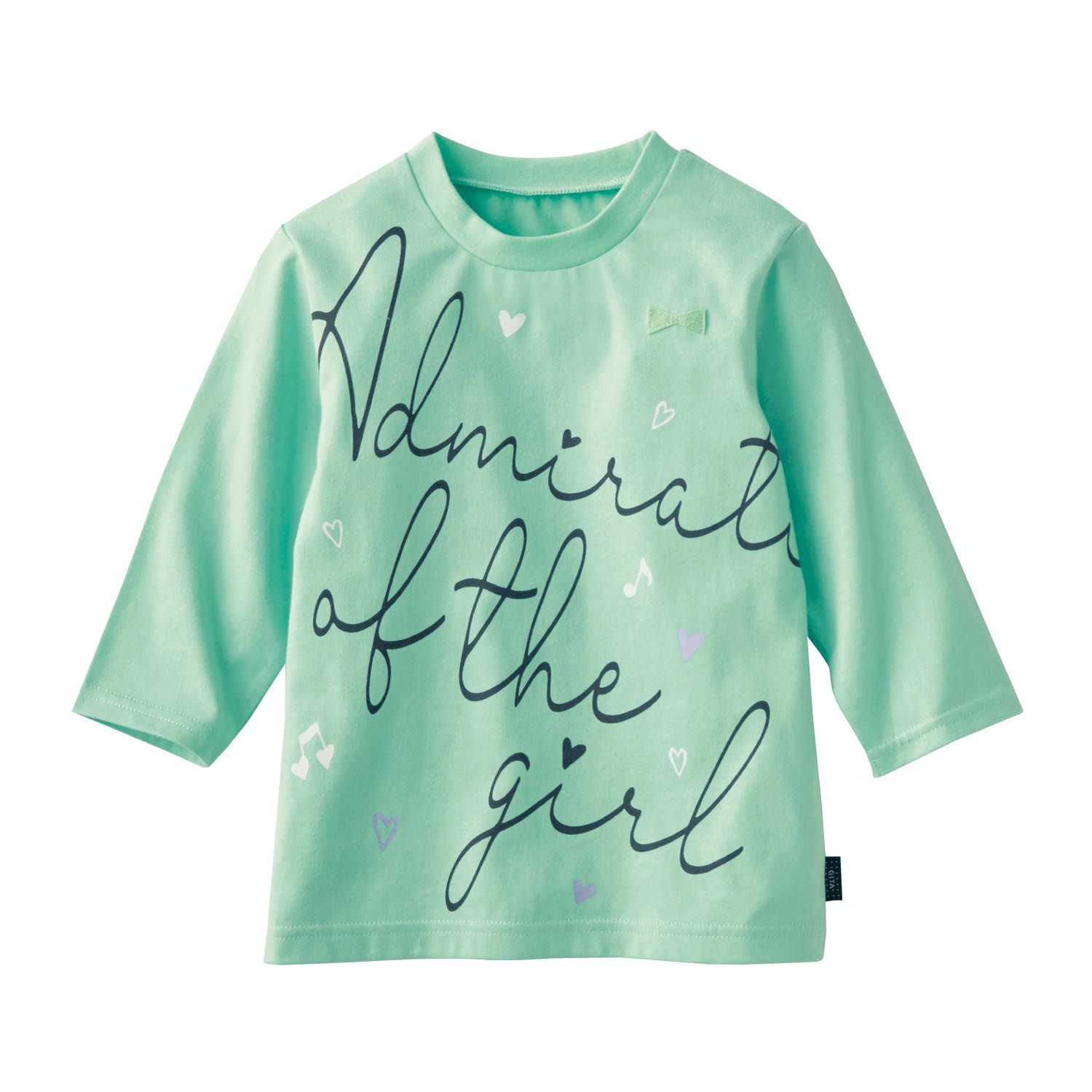 日本千趣會 - GITA 純棉印花七分袖T-英文草寫字-薄荷綠