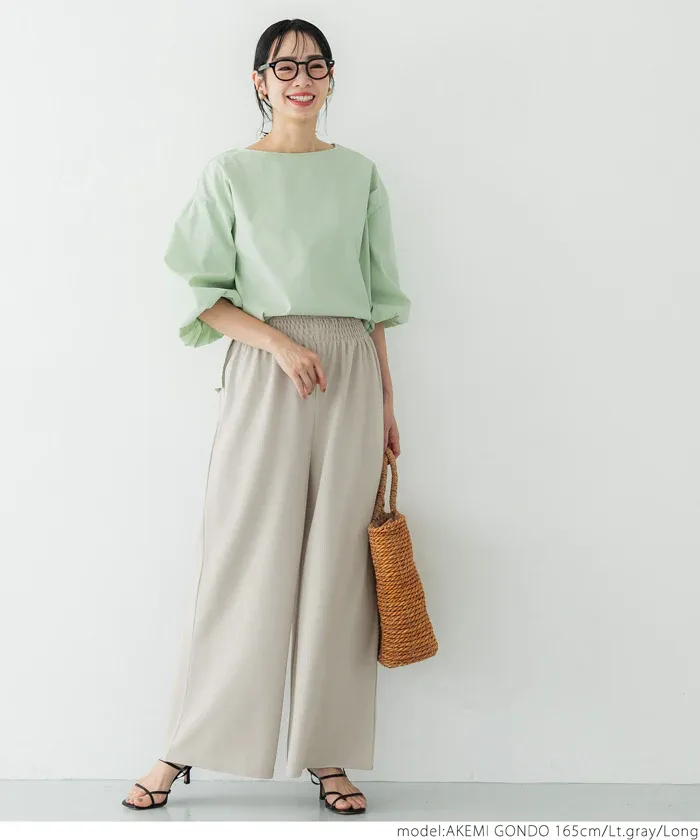 日本 COCA - 速乾彈性 垂墜感修身寬褲-灰棕