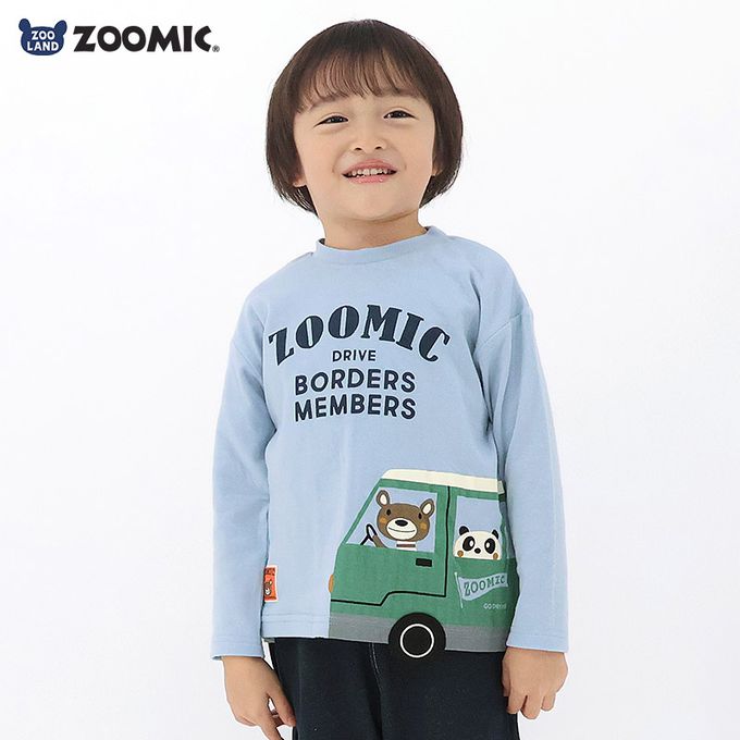 日本 ZOOLAND - 春季出遊印花長袖上衣-熊熊開車-卡其