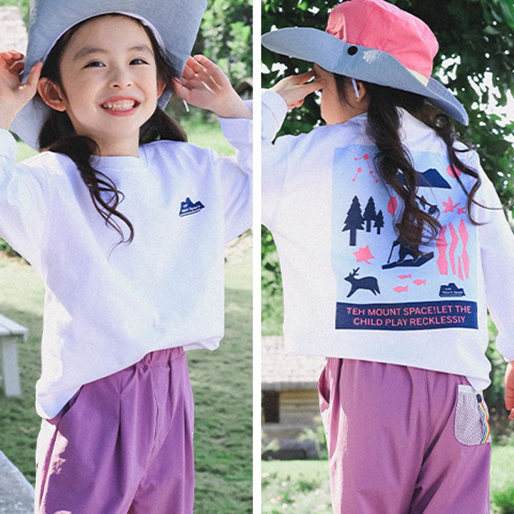 純棉後印花長袖上衣-The Mount Space-白色