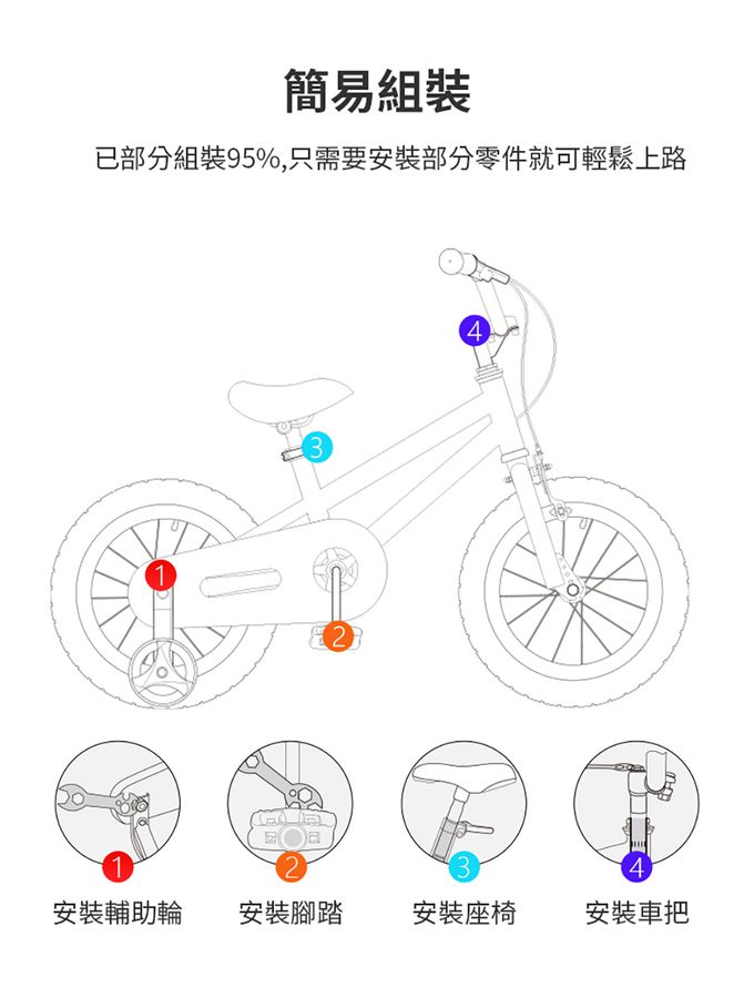 Royalbaby - 馬卡龍復古風 兒童自行腳踏車-復古經典色-紅色-14吋