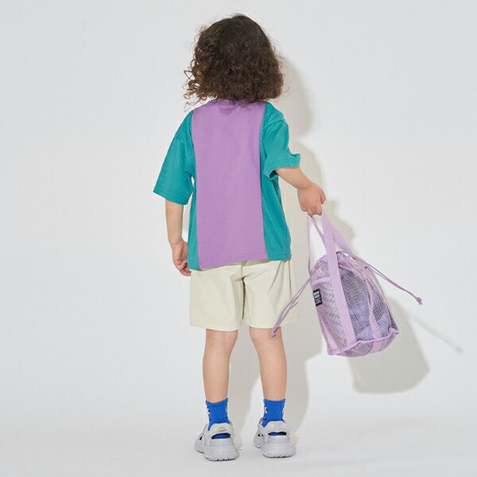 日本 b-ROOM - 透氣網眼數字印花T恤-深棕x藍紫