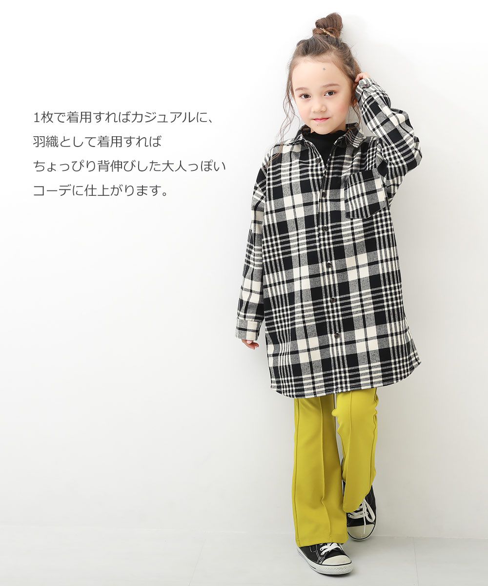 日本 devirock - 磨毛舒適格紋洋裝/長版襯衫-紅x黑