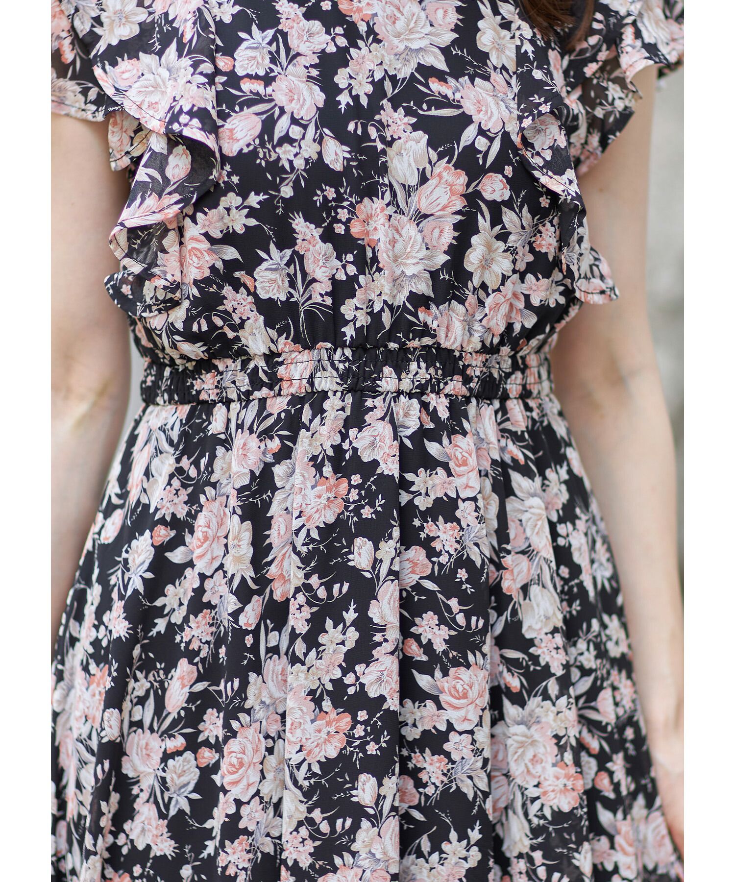 日本 tocco-closet - 優雅荷葉領無袖洋裝-甜蜜花園-天空藍