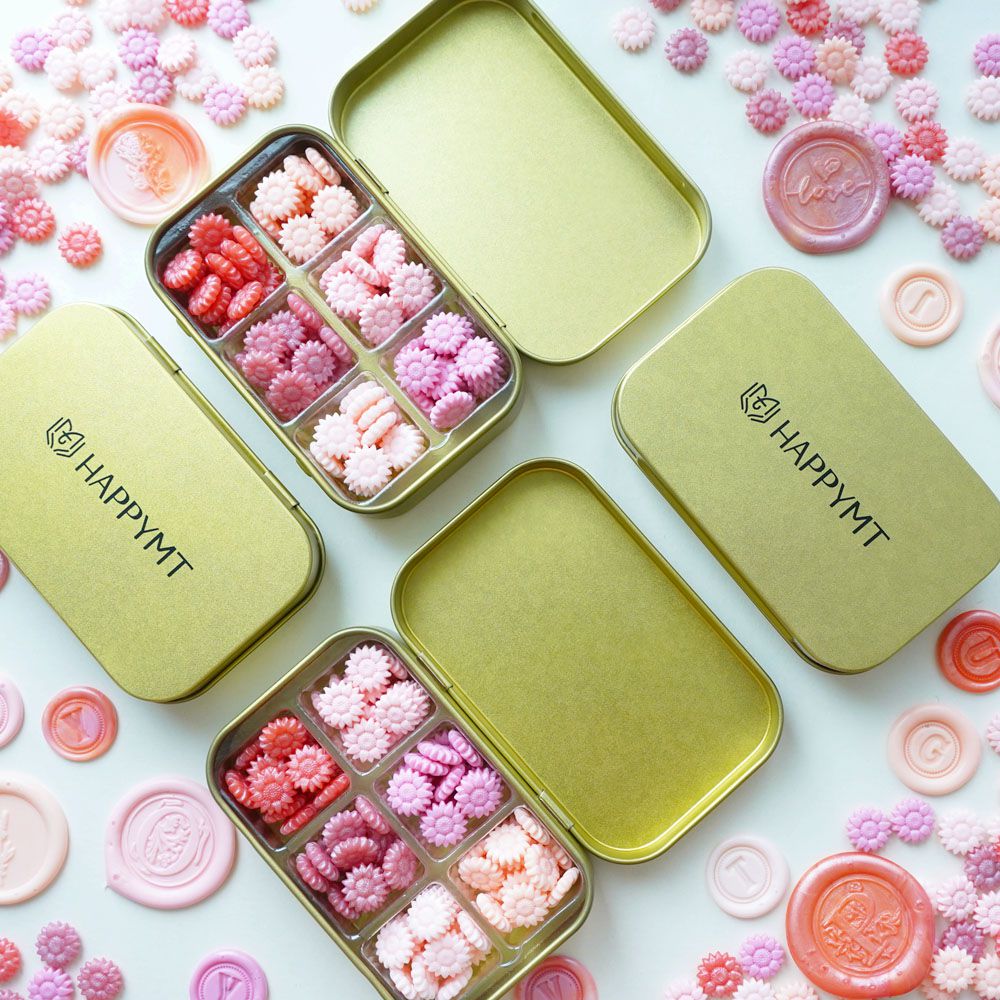HAPPYMT - 花朵蠟粒糖果盒-草莓果-粉紅色系