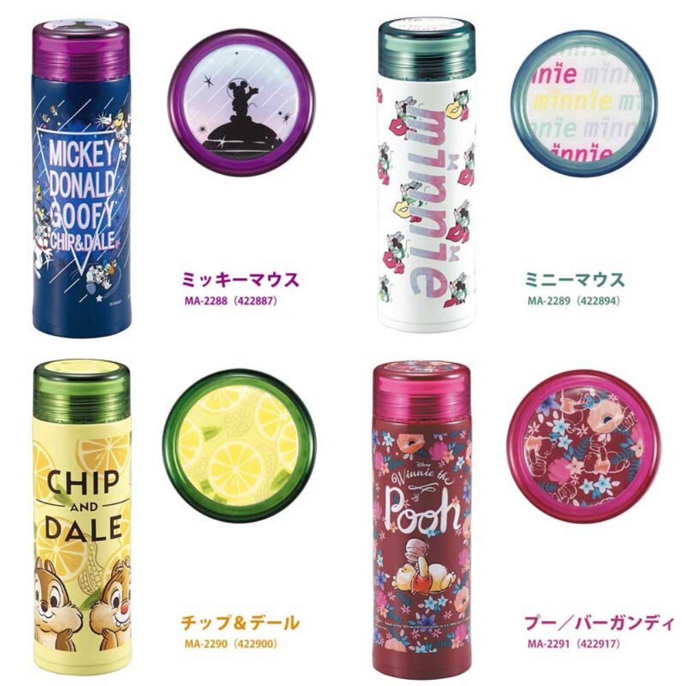 日本 Pearl 金屬 - 迪士尼不鏽鋼EO輕量保溫保冷水壺(附濾冰蓋)-奇奇蒂蒂檸檬-黃綠-300ml