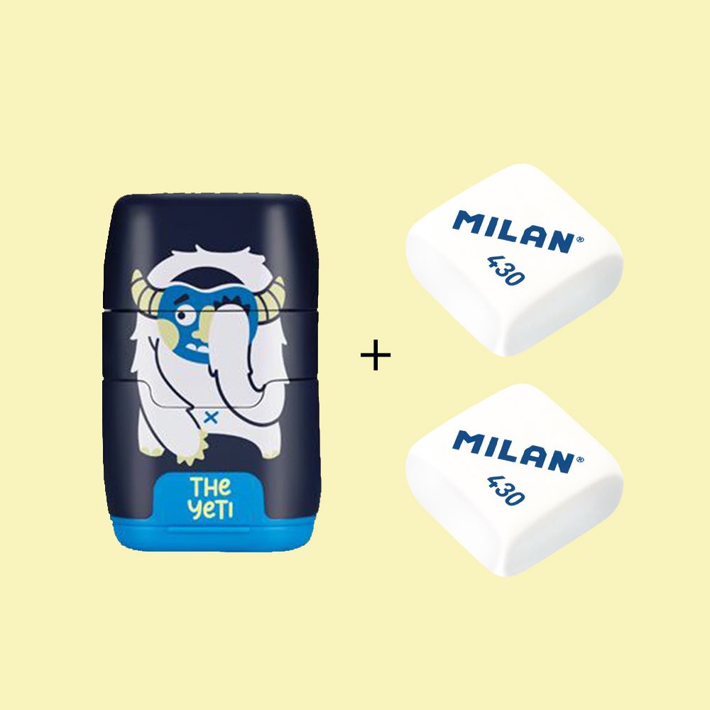 MILAN - COMPACT橡皮擦+削筆器(含補充橡皮擦2入)_雪怪Yeti_深藍