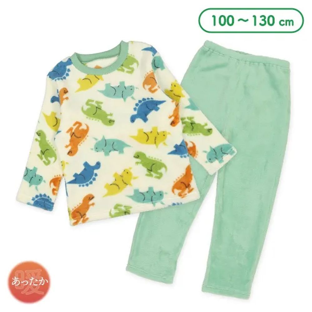 絨毛保暖長袖家居服/睡衣-恐龍-薄荷綠