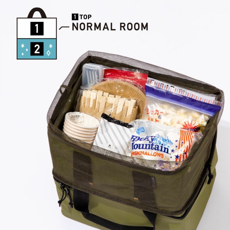 日本 IROHA - 野餐必備 雙層保溫保冷可折疊購物袋-橄欖綠 (M(26×23×21cm))