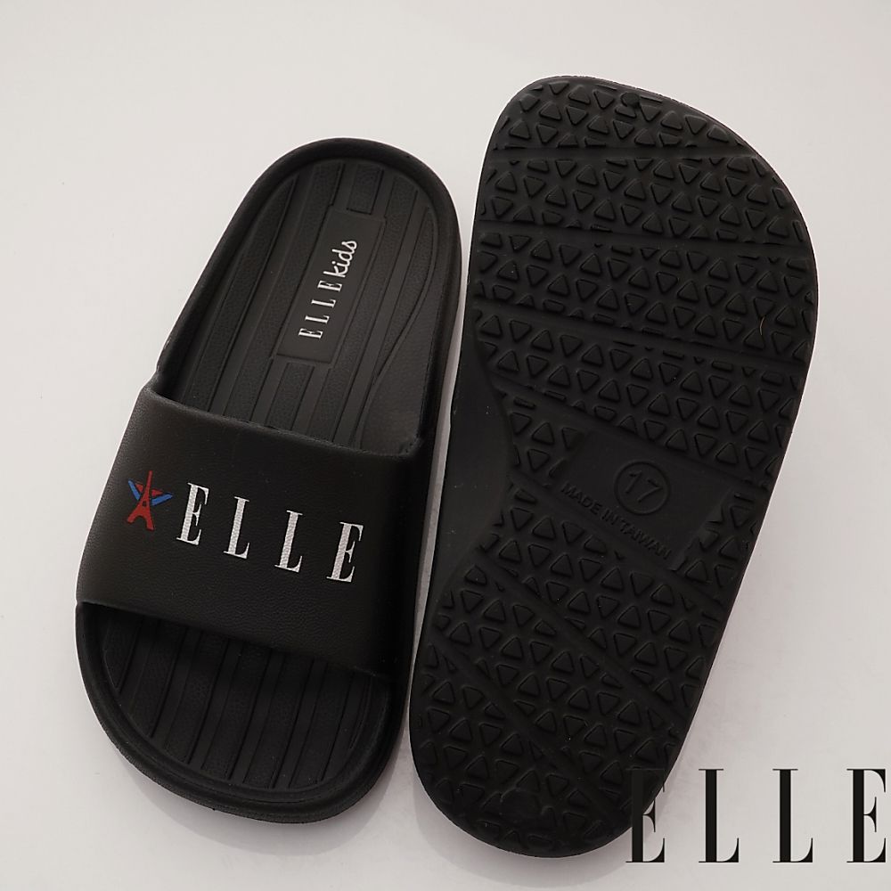 ELLE - 台灣製ELLE輕便休閒拖鞋(中小童段)-拖鞋-黑