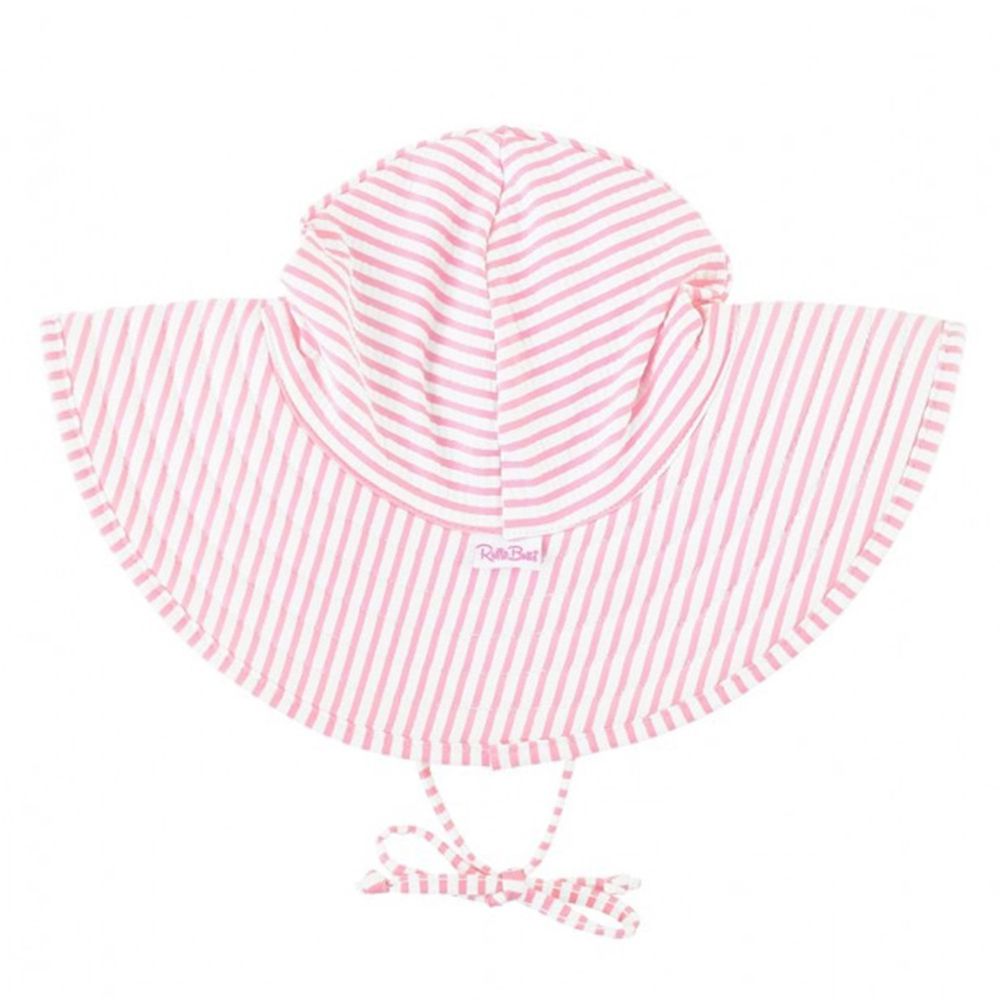 美國 RuffleButts - 嬰幼兒UPF 50+防曬遮陽帽-淡粉條紋