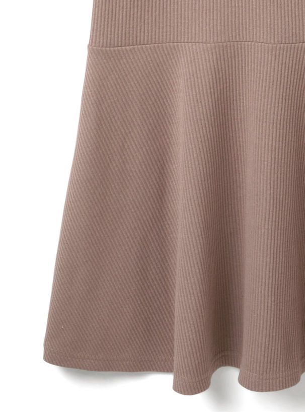 日本 GRL - 撞色荷葉滾邊修身魚尾短袖洋裝-摩卡棕