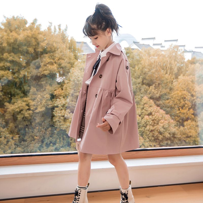 英倫風風衣外套-粉色